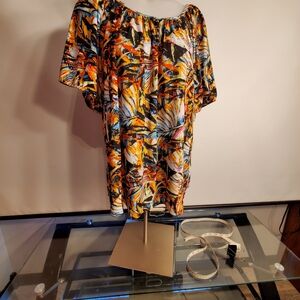 Rebecca Malone Woman 2X Multicolor Abstract Blouse